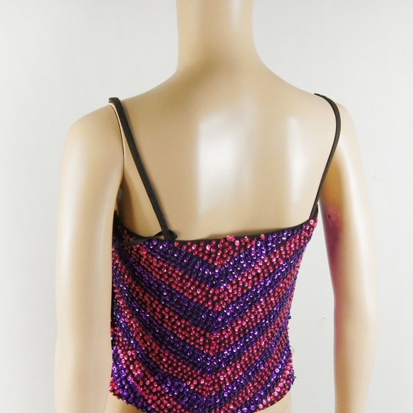 Vintage Gianfranco Ferre Studio Purple Pink Metallic Sequin Tank Top - Picture 4 of 5